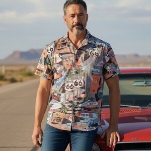 High Seas Route 66 Graphic Men's Shirt Size S